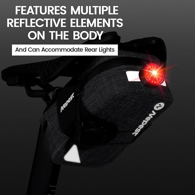 Nepest Bike Seat Bag Waterproof Ripstop Bike Saddle Bag 0.6L Portable Small Cycling Bicycle Under Seat Storage Pack, Dark Grey