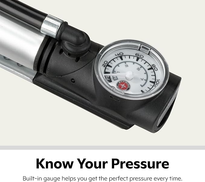 Schwinn Air Sport Mini Bike Pump, Foot to Floor or Hand Pump Option, Fits Schrader and Presta Valve Types, Easy-to-Carry Portable and Convenient Design, Bicycle Essentials for Easy Road Riding