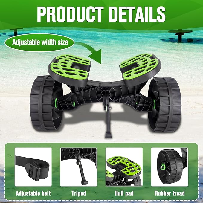 Kayak Cart, Kayak Dolly Cart with Puncture Free Wheels Kayak and Canoe Roller Cart - Kayak Trolley cart with Adjustable Straps