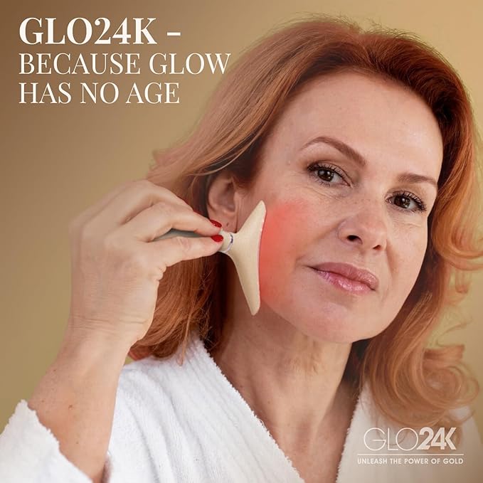 GLO24K 7色美顔器 – トリプルLEDアクション＆振動テクノロジー フェイス＆ネックマッサージャー (2個パック)