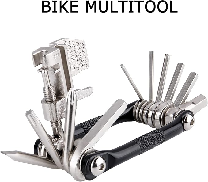 CO2 Inflator Kit with 5 X 16g CO2 Threaded Cartridges- Presta & Schrader Valve Compatible -Portable CO2 Bike Tire Pump Come with Glueles Repair Kit for Road & Mountain Bike