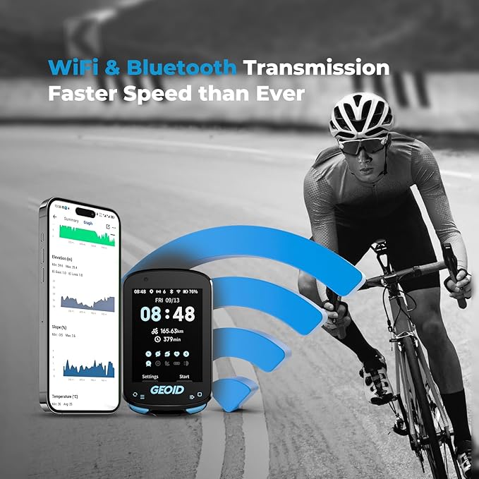 GEOID CC600 Color Screen Bike/Cycling Computer Wireless - Route Navigation with Reroute Planing, WiFi & Bluetooth, Fast 5s GPS Positioning, Free Indoor Training