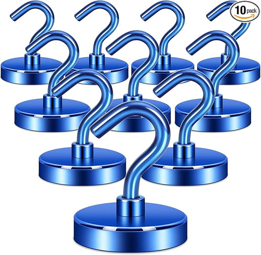 Neosmuk Magnetic Hooks, Heavy Duty 130lb+ Strong Magnet Hook for Cruise Cabins, Cruise Ship Essentials for Hanging, Metal Wall Refrigerator Hangers (Navyblue, 10 Pack)