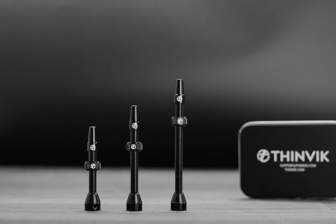 Thinvik Presta Tubeless Valve Stem 44/48/65/70/85mm,Super Light Alloy Presta Tubeless Valve Stem Kit for Tubeless Tires-2 Tubeless Valve Stem (with Aluminum Alloy Valve Cap) + Valve Core Removal Tool