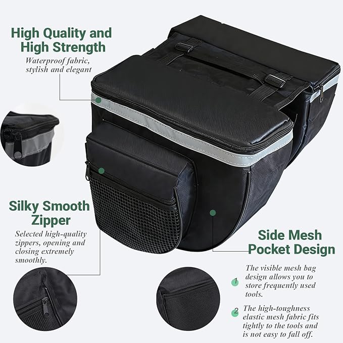 Bicycle Panniers, Bike Bag, Bicycle Rack Bag Bike Rear Carrier, 25L Waterproof Mountain Road Bike Rack Rear Seat Tail Carrier Trunk Doubility Pannier Bag