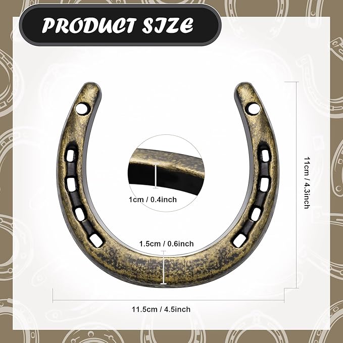 Shimeyao 10 Pcs Horseshoe Bulk Cast Iron 4.5 x 4.3 Inch Horseshoes for Adults Wall Hung Good Luck Handmade Decorations Horse Theme Party Wedding Birthday Supplies (Bronze)