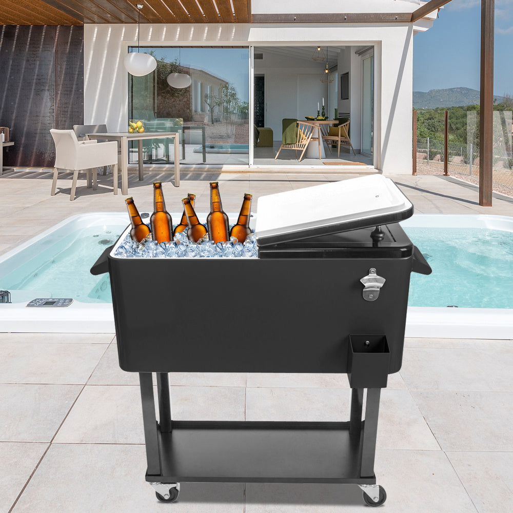 80qt Black Box Body Black Foot Tube Freezing And Insulation Cart