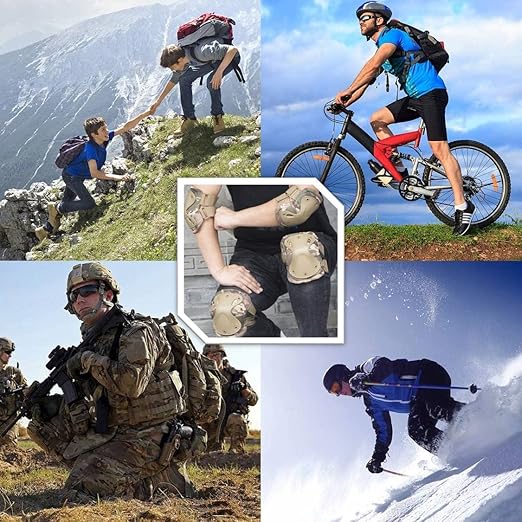 Military Tactical Knee Pad Elbow Pad Set Airsoft Knee Elbow Protective Pads Combat Paintball Skate Outdoor Sports Safety Guard Gear (X-Shape Green, M, 4pcs Set)