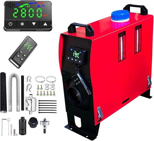 ZHIBANG Diesel Air Heater All in One with Voice Function,Parking Heater with Digital Display Screen and Digital Remote Control,12V/8KW Diesel Air Heater,5L Fuel Tank and Muffler(ZB-022d)