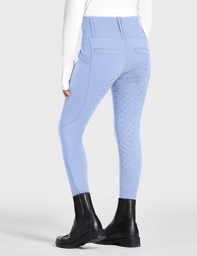 FitsT4 Sports Girls Riding Pants Full Seat High Waist Kids Equestrian Breeches Horse Schooling Tights Zipper Pockets
