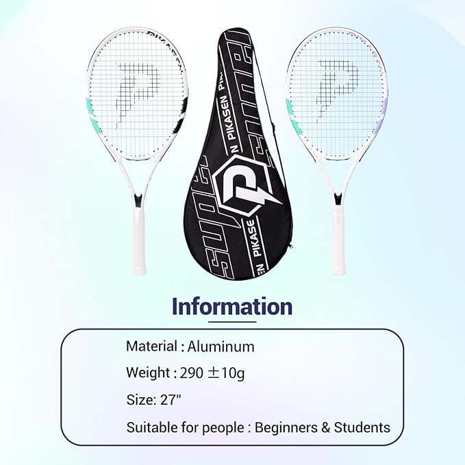 27 Inch Tennis Rackets for Adult Recreational 2 Players Tennis Rackets Set with 2 Overgrips and 1 Tennis Bag. Perfect for Beginners and Students Training