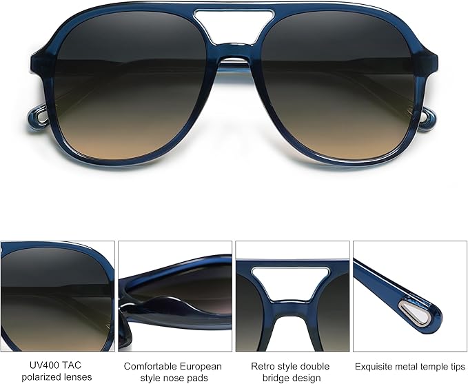 SOJOS Retro Polarized Aviator Sunglasses Womens Mens Classic 70s 80s Vintage Trendy Square Aviators SJ2174