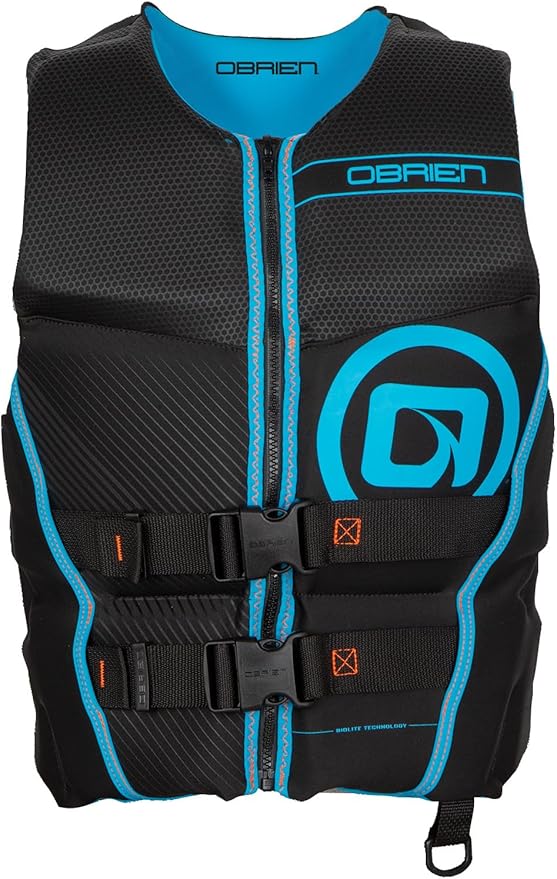 O'Brien Flex V-Back ライフジャケット – 沿岸警備隊承認済み大人用ライフベスト、フレックスフィットデザイン、軽量フォーム、フロントジップクロージャー、ウォータースポーツ、ボート、ジェットスキー用