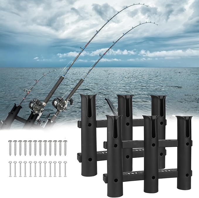 Fishing Rod Holders Boat Rod Holders with Screws Plastic Tube Pole Holders Bracket for Boat Kayak Garage Cooler Trailer Portable