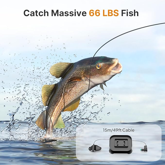 Eyoyo Underwater Fishing Camera, 5000mAh Battery, Infrared Night Vision, IP68 Waterproof Portable Fish Camera for Ice, Lake, Boat & Kayak Fishing
