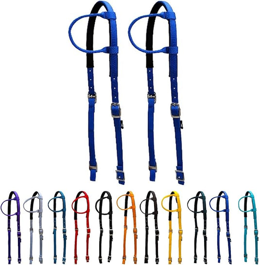 Majestic Ally Nylon Padded Sliding Single Ear Headstall for Horses- Set of 2 - Multiple Colors