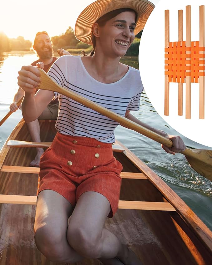 34″ Wood Canoe Seat with 32″ Paddles, 4Pcs Replacement Canoe Hardware Accessories