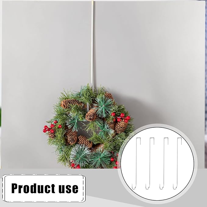 Hotop 15 Inch Wreath Hangers for Front Door Wreath Doors Hangers Steel Material Clothes Towel Hooks Holder Over The Door Hanger Hooks 2 Pcs for Christmas Halloween Front Decorations(Silver)
