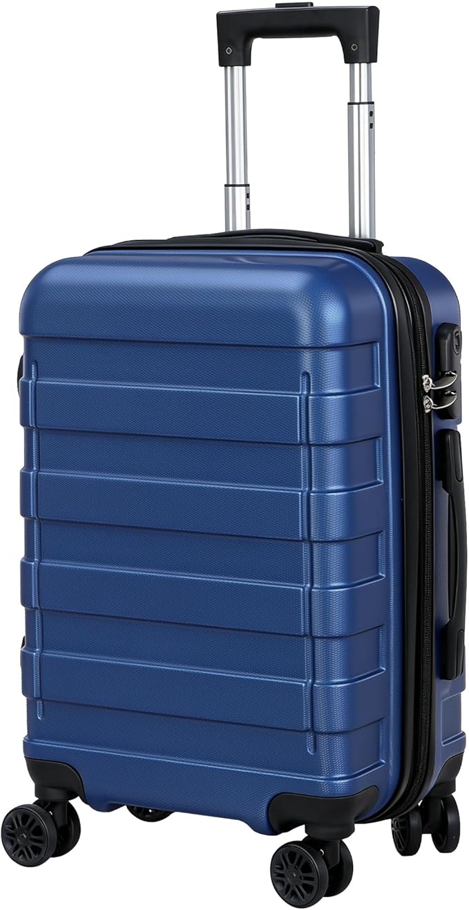 SUPER DEAL Spinner Luggage 21 Inch Hardside Expandable Suitcase Travel Carry On Luggage with 360° Swivel Wheels and Height Adjustable Handle, Blue