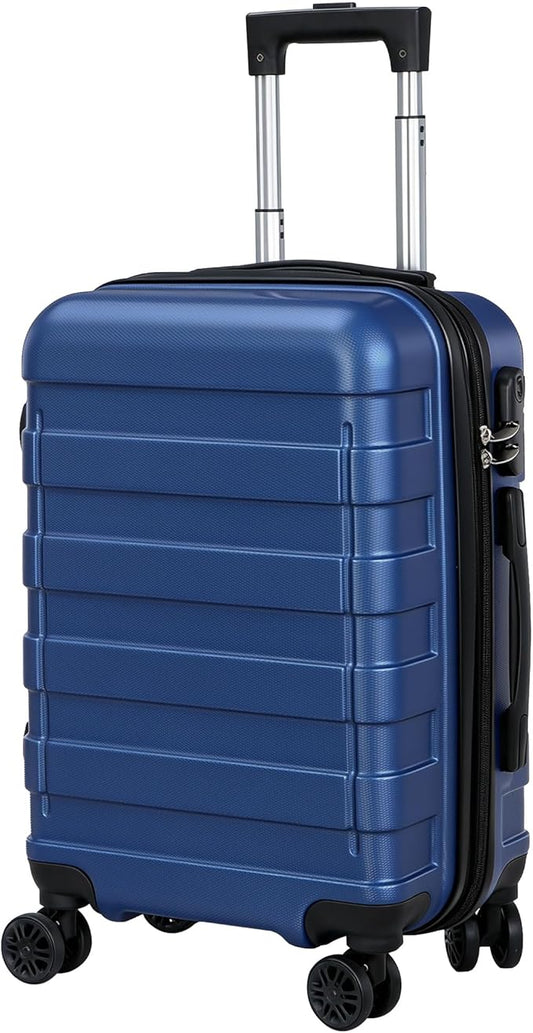 SUPER DEAL Spinner Luggage 21 Inch Hardside Expandable Suitcase Travel Carry On Luggage with 360° Swivel Wheels and Height Adjustable Handle, Blue