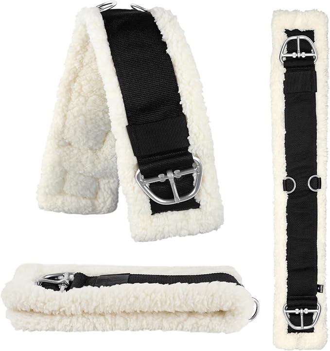 Western Cinch Horse Girth 28" to 34" - Soft 25mm Thick Fleece Padding & Non-Slip Nylon Webbing with Stainless Steel Buckles - Comfortable, Durable, and Easy to Install for Western Saddles