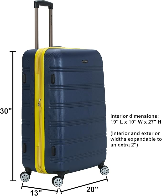 Rockland Melbourne Hardside Expandable Spinner Wheel Luggage, Purple, Checked-Large 28-Inch