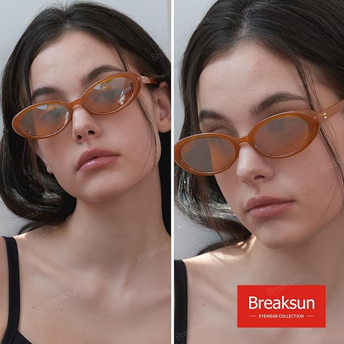 Retro Oval Sunglasses for Women Men Fashion Small Oval Sunglasses 90s Vintage Shades