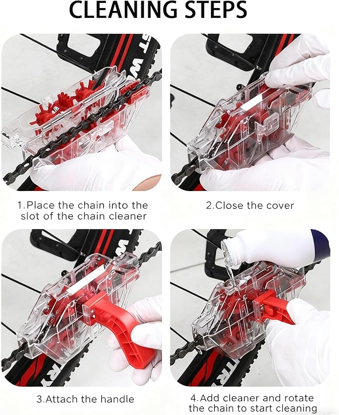 Senzz Bike Chain Cleaner Kit, Bicycle Chain Cleaning Brush Set with Gear Brush & Scrubber, Deep Clean Tool for Mountain, Road & BMX Bikes