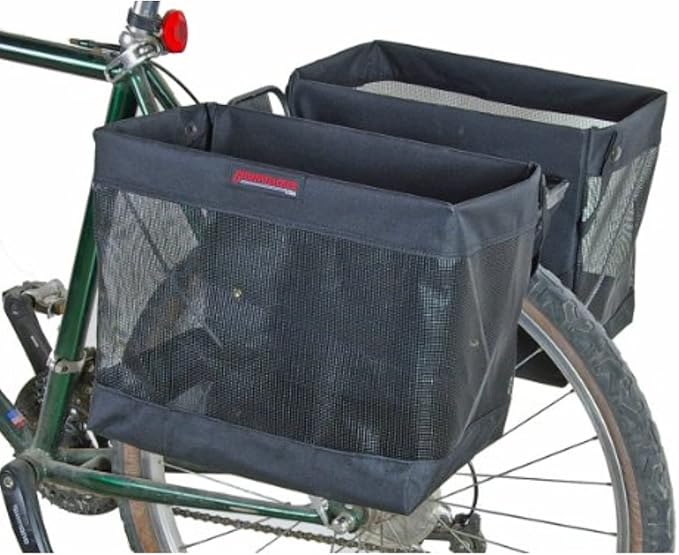 Bushwhacker Omaha Bicycle Grocery Panniers – Foldable Bike Rack Bags & Basket for Groceries – Easy 3-Point Mounting System – Pair of Rear Bags for Shopping and Cycling Commuting