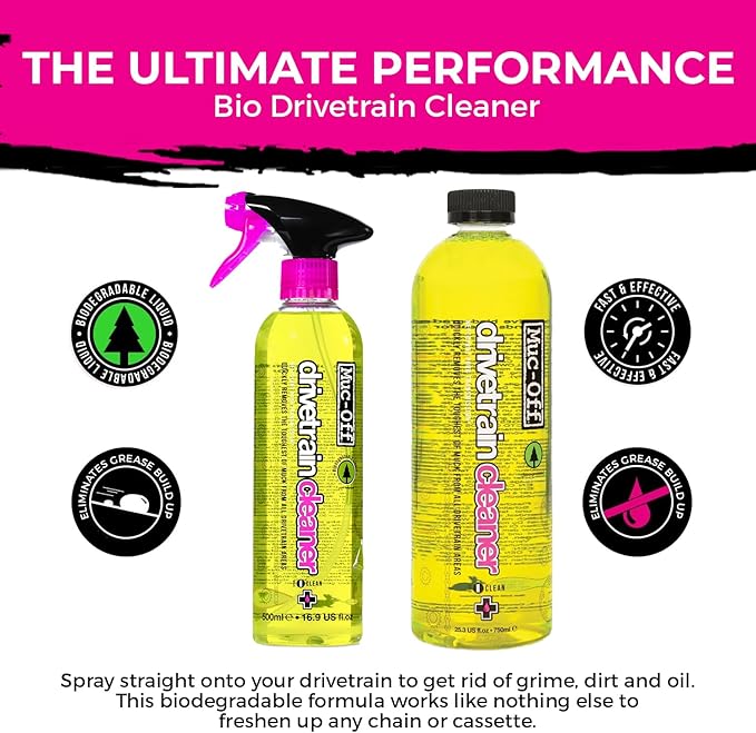 Muc-Off Bio Drivetrain Cleaner | Effective Biodegradable Bicycle Chain Cleaner and Degreaser Spray | Suitable for All Types of Bike