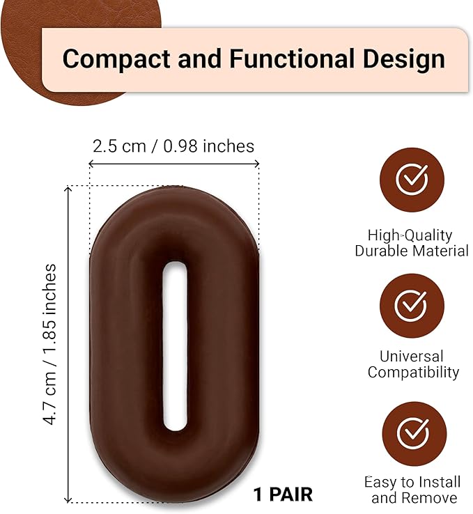 Horse Martingale Stopper, Rubber Rein Stopper for Horse Running and Standing Martingales (1 Pair, Brown)
