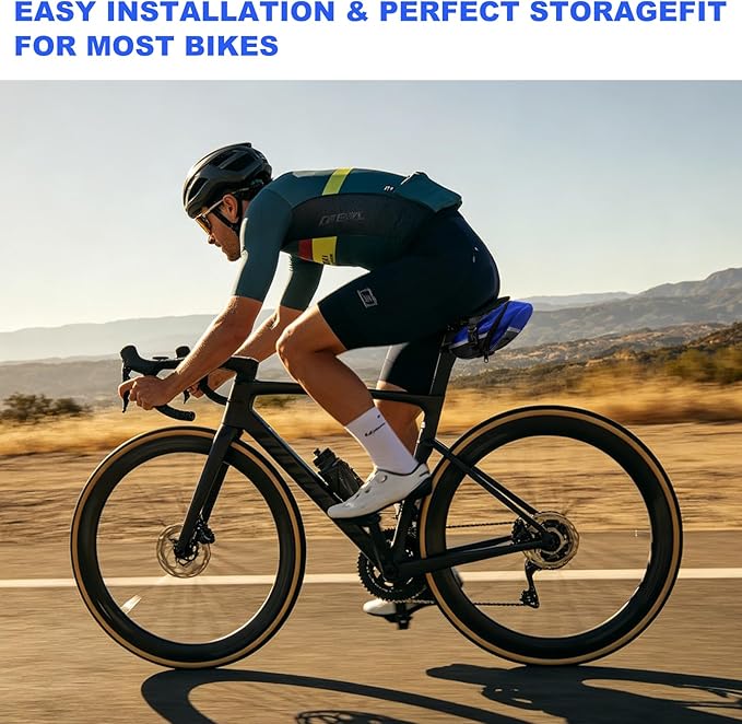 Bicycle Seat Bag Water Proof with Bike Tool Kit, Bike Repair Kit with Bike Tire Pump Blue Bicycle Repair Bag Portable Wrenches Glueless Tire Patchs 15 in 1