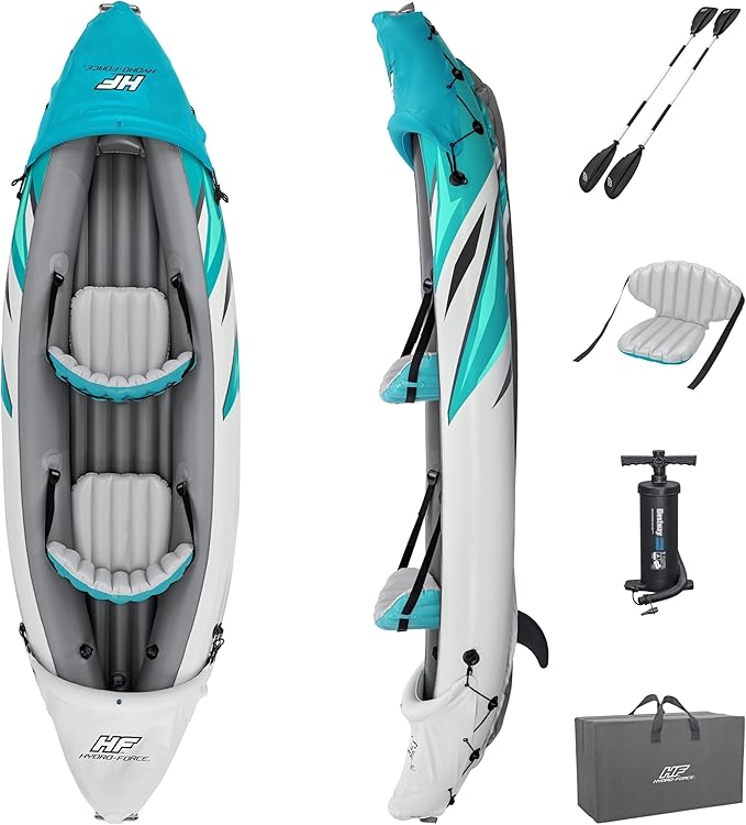 Bestway Hydro Force インフレータブルカヤックセット | シート、パドル、ハンドポンプ、収納キャリーバッグ付属 | 大人、子供、家族に最適