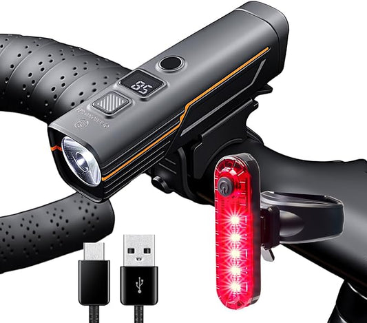 Smart Bike Light Set - Auto Light-Sensing Front & Rear Bicycle Lights, 1200mAh Rechargeable LED, 212 Lumens, IPX4 Waterproof, 4 Modes, Easy Install Safety Gear for Road & Kids Bikes