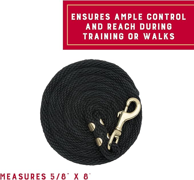 Weaver Equine Performance Lead Rope, 8' Horse Value Rope with Brass Plated 225 Snap, Soft Comfort Grip, Barn Horse Tack for Daily Use