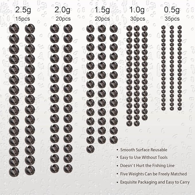 SANWEAL120PCS/200PCS Fishing Weights Sinkers - Premium Split ShotFishing Weights Sinkers - Round Removable Fishing Sinkers - 5/6 Sizes