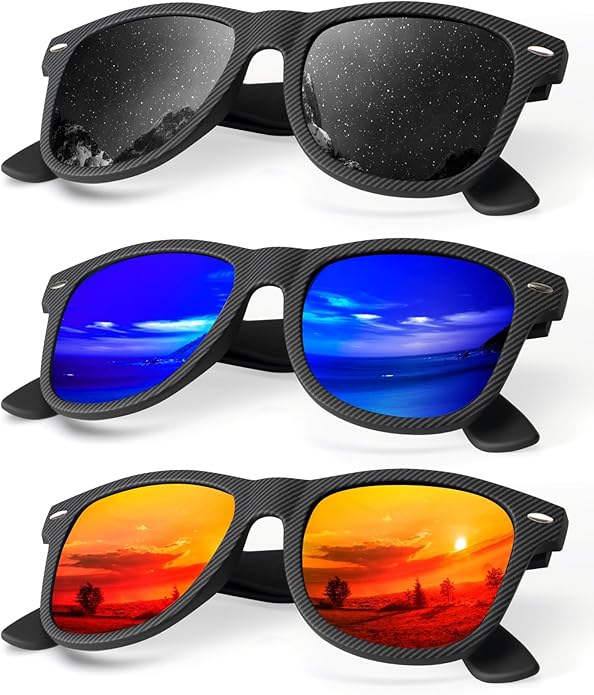 KALIYADI Polarized Sunglasses for Men and Women Matte Finish Sun glasses Color Mirror Lens UV Blocking (3 Pack)