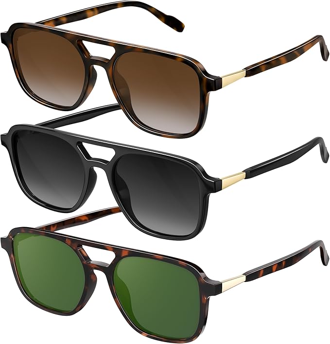 Retro Aviator Sunglasses for Women Men:Polarized Trendy Vintage 70s Rectangle Womens Shades Sun Glasses UV Protection