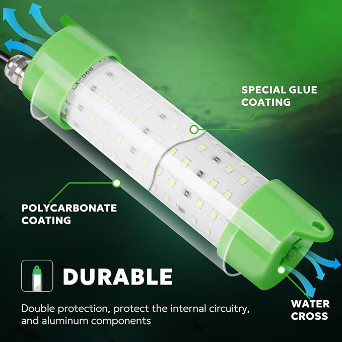 SF DC 12V LED水中集魚灯 45W 70W 100W 集魚灯 5600 7000 13000lm グリーン集魚灯 ドックおよびボート用 水中IP68防水 シガーライターまたはバッテリークリップ付き