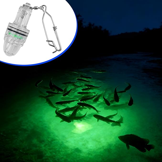 OROOTL LED Fishing Lights Underwater Battery Powered Deep Drop Fishing Light with Clip Waterproof Fish Attracting Lure Lamp Green Blue Red White Multicolor 2,100ft