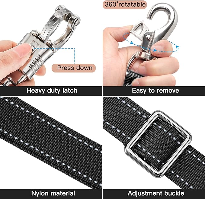 Cross Ties for Horse,Heavy Duty Nylon Trailer Tie with Strong Panic Snap and Bull Snap,Adjustable Length from 45.2" to 78.7",Professional Horse Supplies