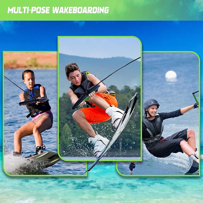 75FT Wakeboard Rope and Handle, No Stretch Dyneema Wakeboard Tow Rope, 4 Sections Floating Water Ski Ropes for Wakeboarding, Waterskiing, Kneeboarding and Wakesurfing