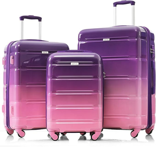 Hardshell Luggage, Lightweight Suitcases with Spinner Wheels, purple pink