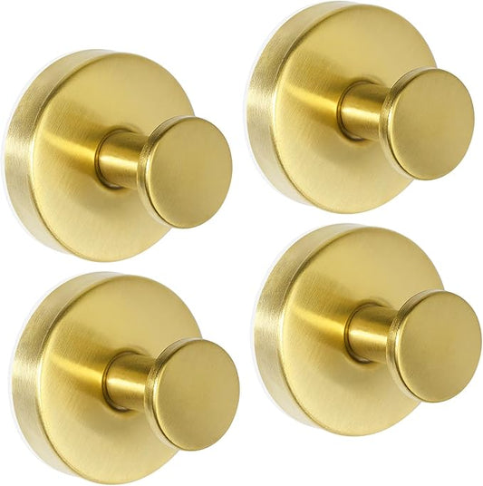 ZESLMG Gold Suction Cup Hooks for Glass Window, Shower Hook for Inside Shower, Removable Towel Hooks for Bathroom Kitchen Wall Glass Door, Wreaths Loofah Suction Hook for Hanging, 4 Pack