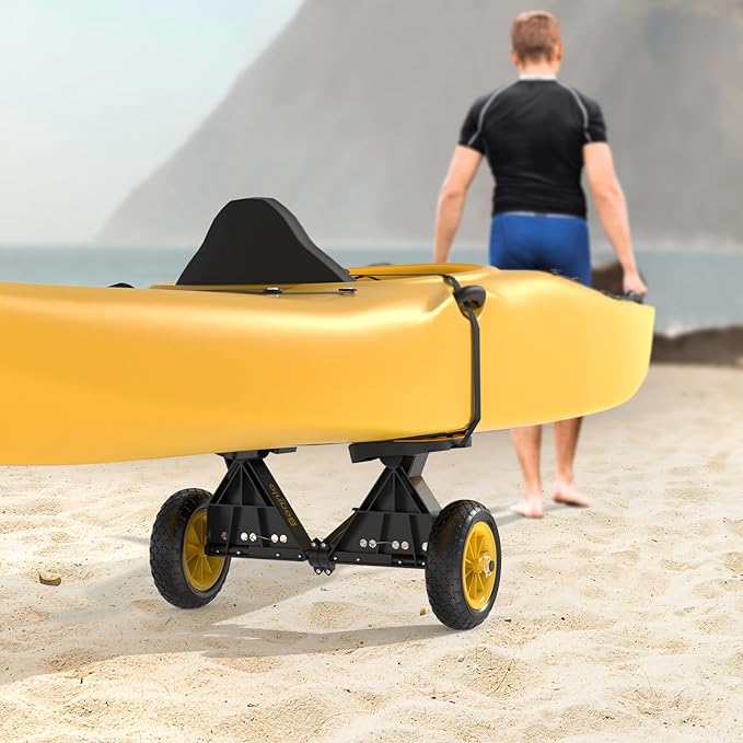 Bonnlo Kayak Cart with10-Inch Kayak Wheels, Canoe Trolley Cart with Adjustable Straps, No Tools Required for Easy Assembly All-Terrain for Kayaks, Canoes, Paddleboards