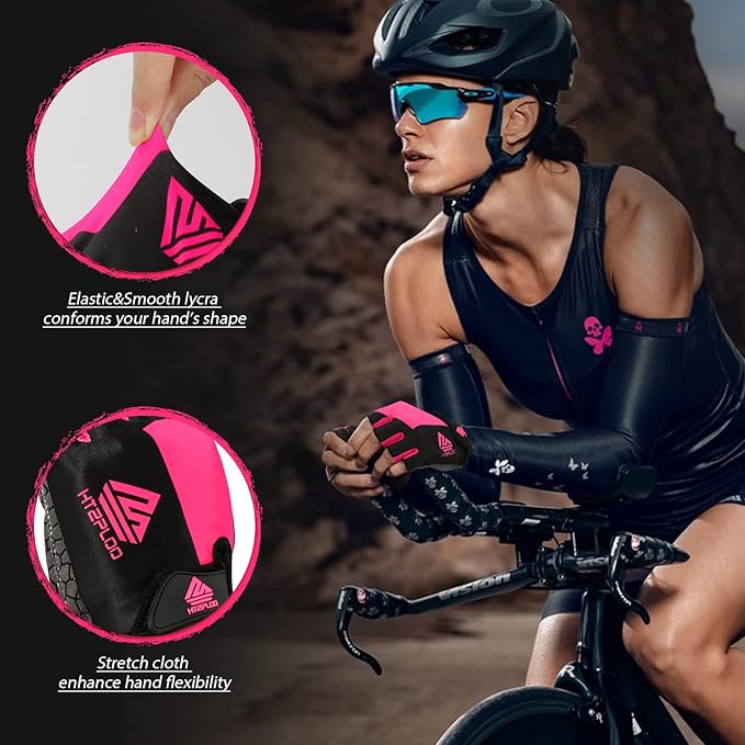 Bike Gloves for Men Women with Anti-Slip Shock-Absorbing Pad, Light Weight Half-Finger Cycling Gloves