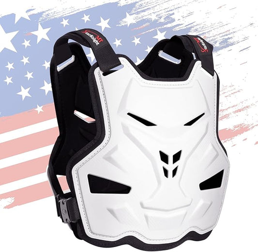 StarknightMT Motorcycle Chest Armor Lightweight Adult Men Motocross Chest Protector, Adjustable Body Armor Vest for Motocross Riding Road Racing Cycling Skiing Skating Easy-wear Chest Guard