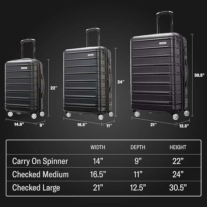 Samsonite Omni 2 Hardside Expandable Spinner Wheel Luggage, Checked Medium 24 in, Nova Teal