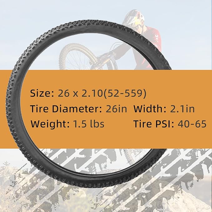 2-Pack Hybrid Bike Tire Kit: 26/27.5/29-inch Lightweight Bicycle Replacement Tires with Inner Tubes and Tire Levers Compatible with MTB,Urban Bike,26 x 1.95/27.5 x 2.1/29 x 2.25