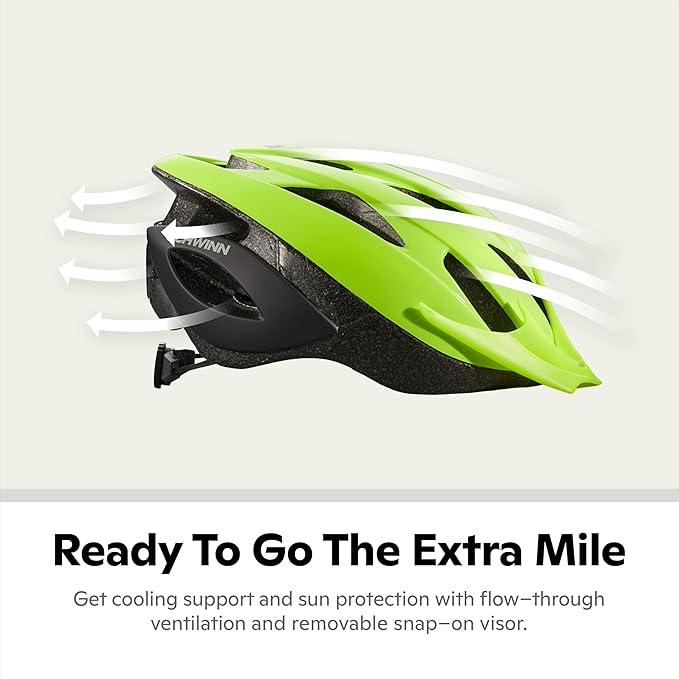 Schwinn Thrasher Helmet for Adults, Size 58-62 cm for Riders Ages 14+, Microshell, Adjustable Dial & Straps, Interior Padding, Air Vents, Visor, Adult Bike Helmet
